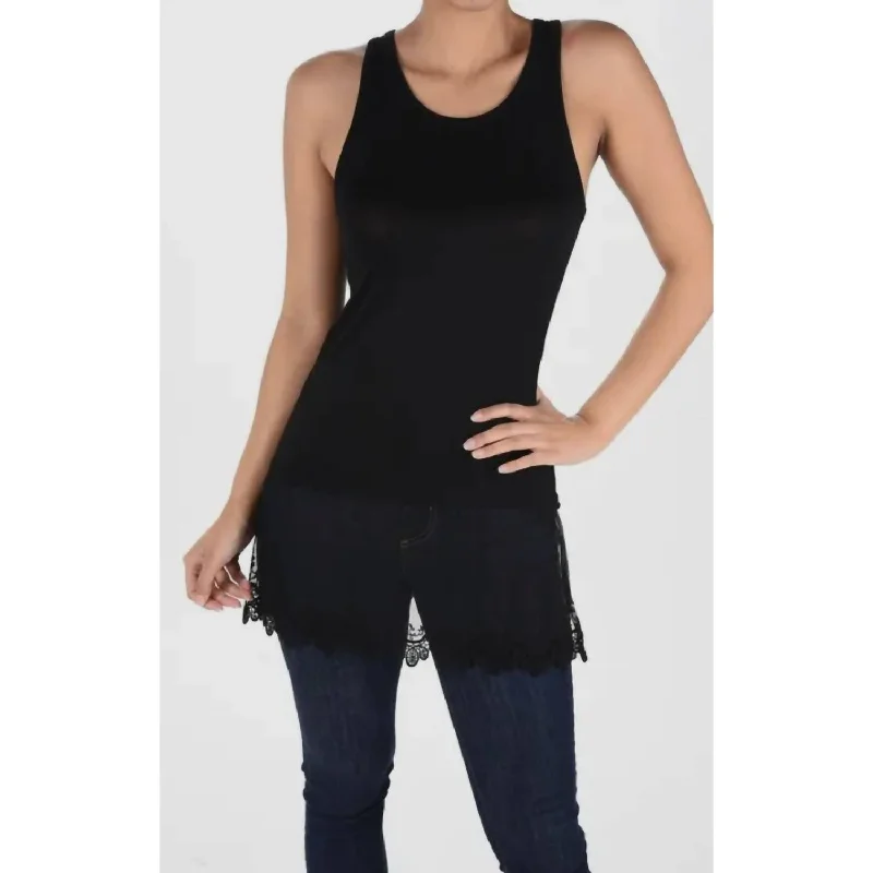 Mina Lace Sleeveless Tank In Black Quality Driven Apparel