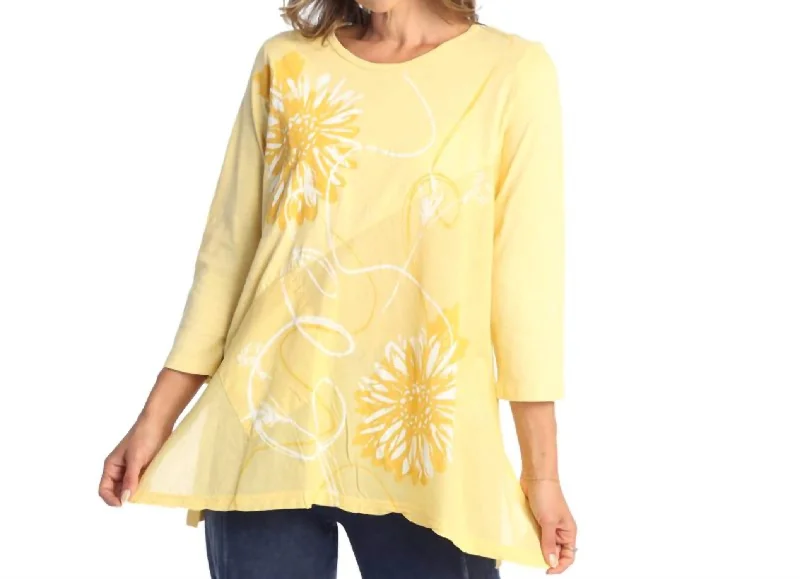 Mineral Washed Tunic With Linen Contrast In Carmen Sunflower New Season Fashion Preview