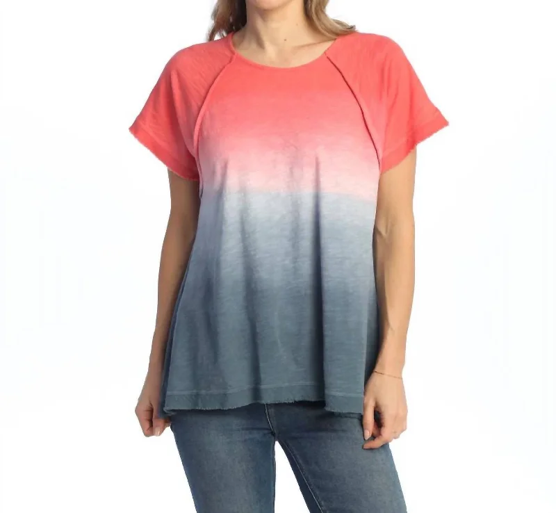 Misty Short Gauze Sleeve Top In Red/grey Limited Stock