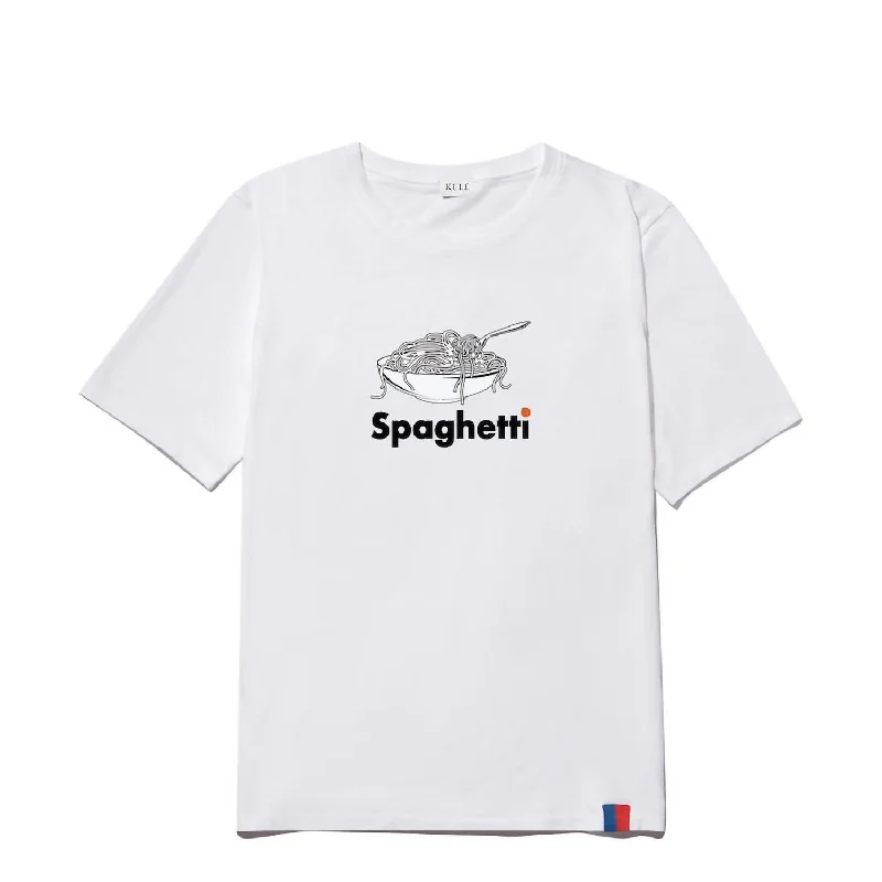 Modern Spaghetti Womens Tee In White Luxury Fashion