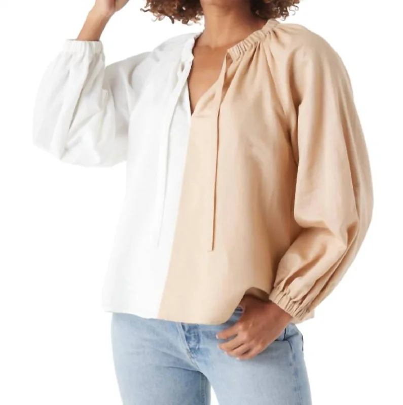 Monroe Top In White Sand Casual Yet Stylish Separates