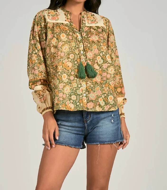 Monterey Blouse In Green Trendy Clothing Sale