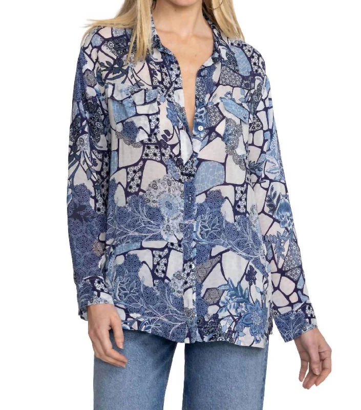 Moonlight Leya Button Up Shirt In Mti Trendy Threads