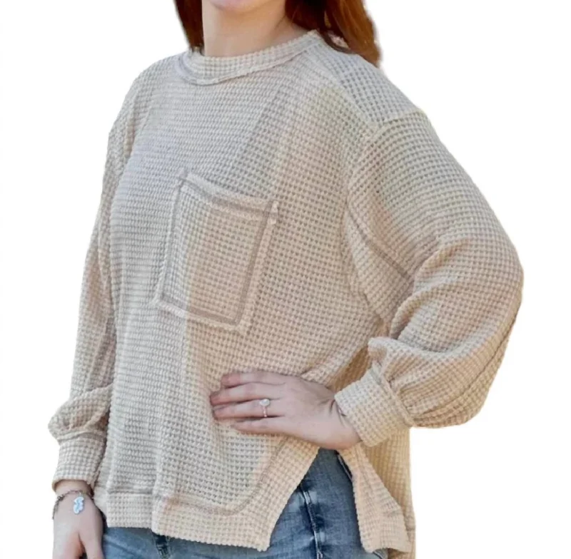 Morgan Waffle Knit Top In Natural Big Savings On Minimalist Office Styles