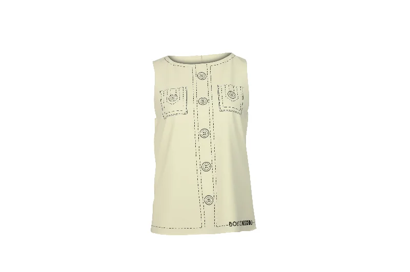 Moschino Printed Sleeveless Top in Cream Polyester Chic Urban Fashion Look