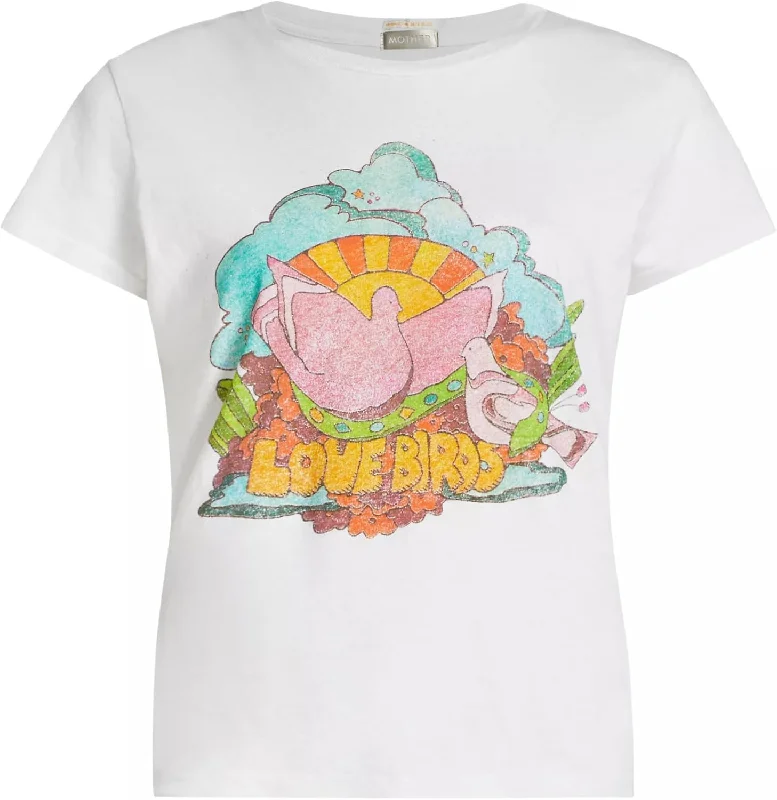 MOTHER Women's The Boxy Goodie Goodie Tee, Love Birds Modern Romance