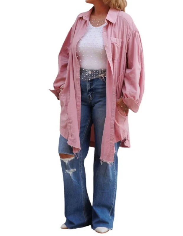 Movin' On Button Down Top In Pink Limited Time