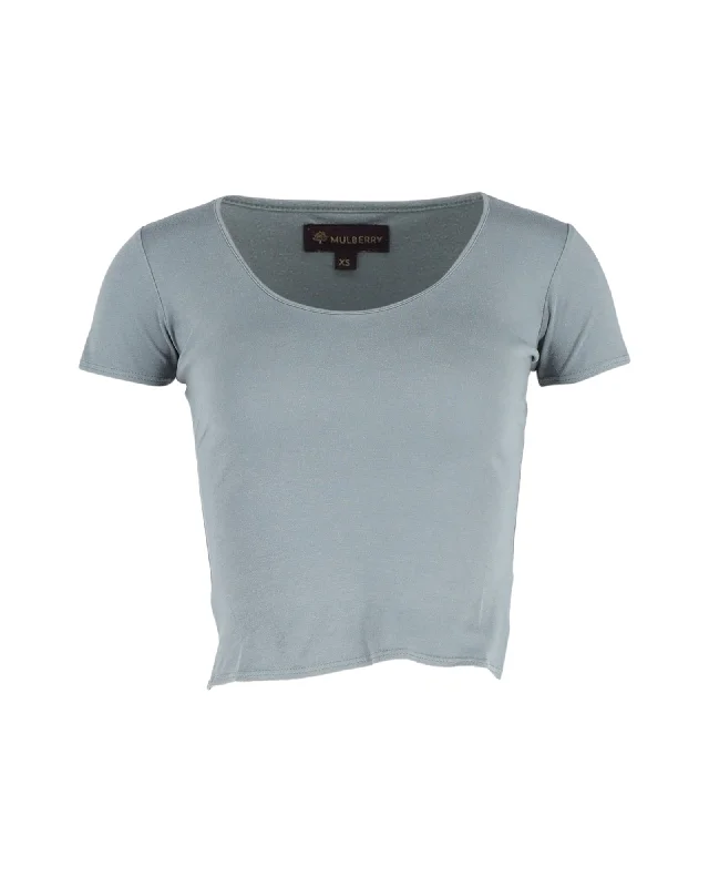 Mulberry Fitted T-shirt in Light Blue Cotton Urban Femme Streetwear