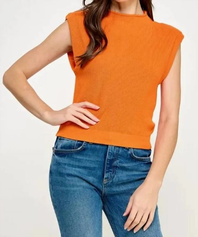 Muscle Knit Top In Orange Playful Elegance