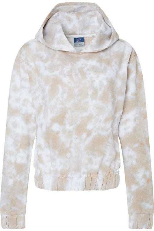 MV Sport Women´s Sueded Fleece Tie-Dyed Crop Hooded Sweatshirt Spring Fling Sale