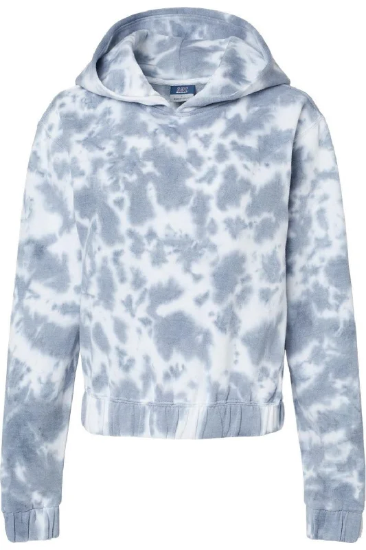 MV Sport Women´s Sueded Fleece Tie-Dyed Crop Hooded Sweatshirt Eclectic Style Wardrobe