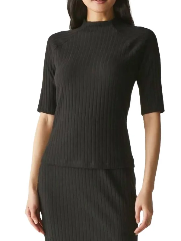 Nadine Luxe Jasper Elbow Mock Neck In Black Must Haves