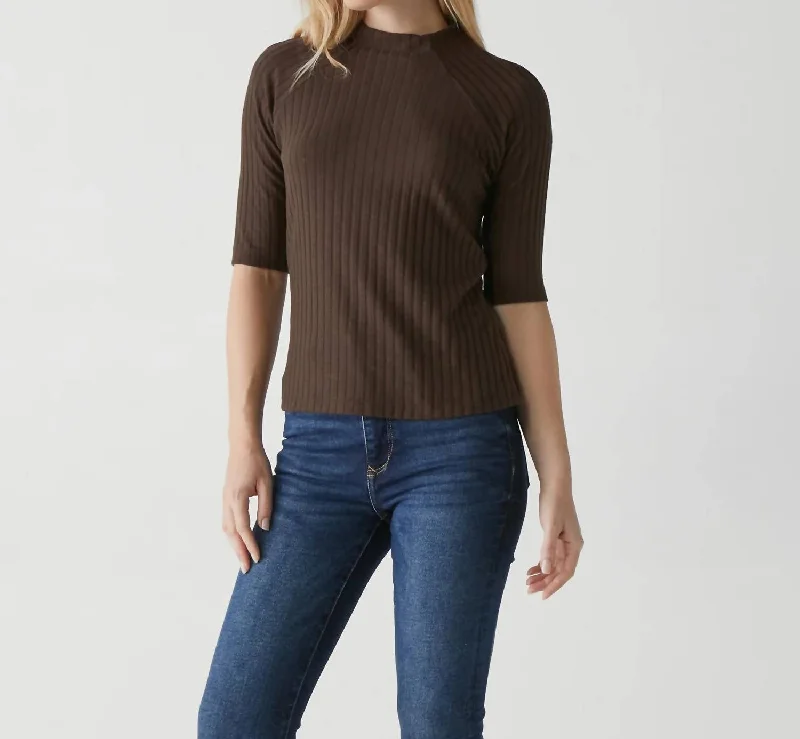 Nadine Luxe Jasper Elbow Mock Neck In Java Your Timeless Wardrobe Awaits