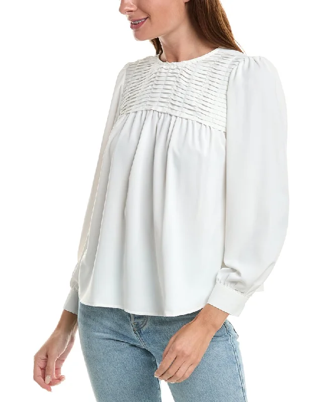 Nanette Nanette Lepore Smocked Yoke Blouse Minimalist Chic