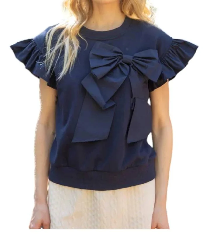 Nantucket Ribbon Bow Top In Navy Fast Fashion Favorites