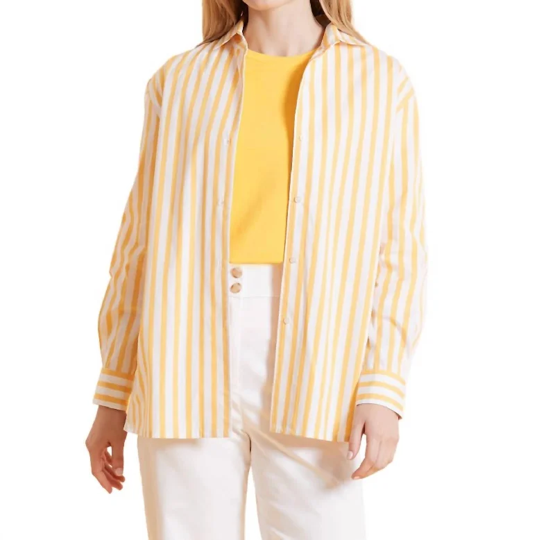 Natalie Stripe Shirt In Yellow Discover Promotions