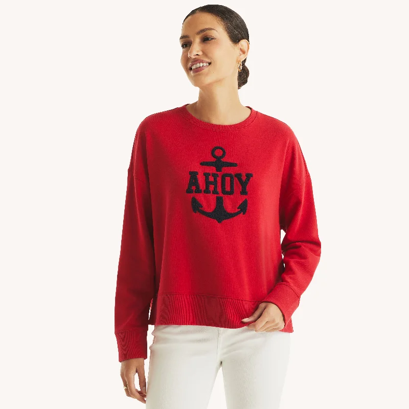 Nautica Womens Graphic Crewneck Sweatshirt Limited Styles