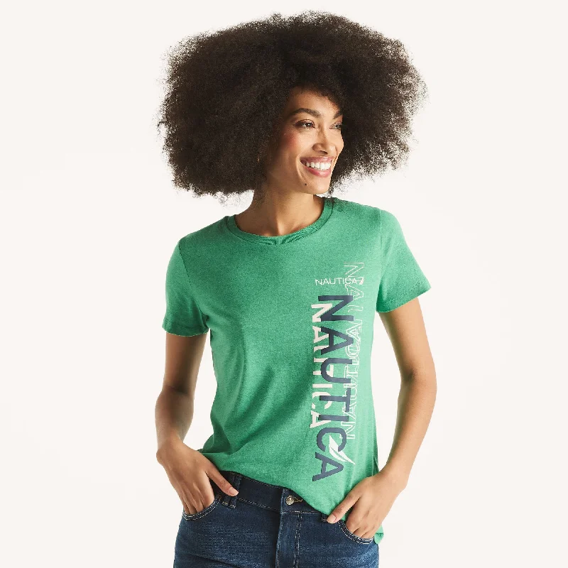 Nautica Womens Logo Graphic T-Shirt Elegant Details