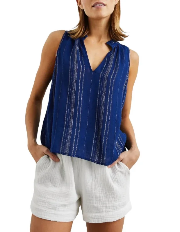 Navy Stripe Christy Top In Blue Feminine Soft - Hued Styles