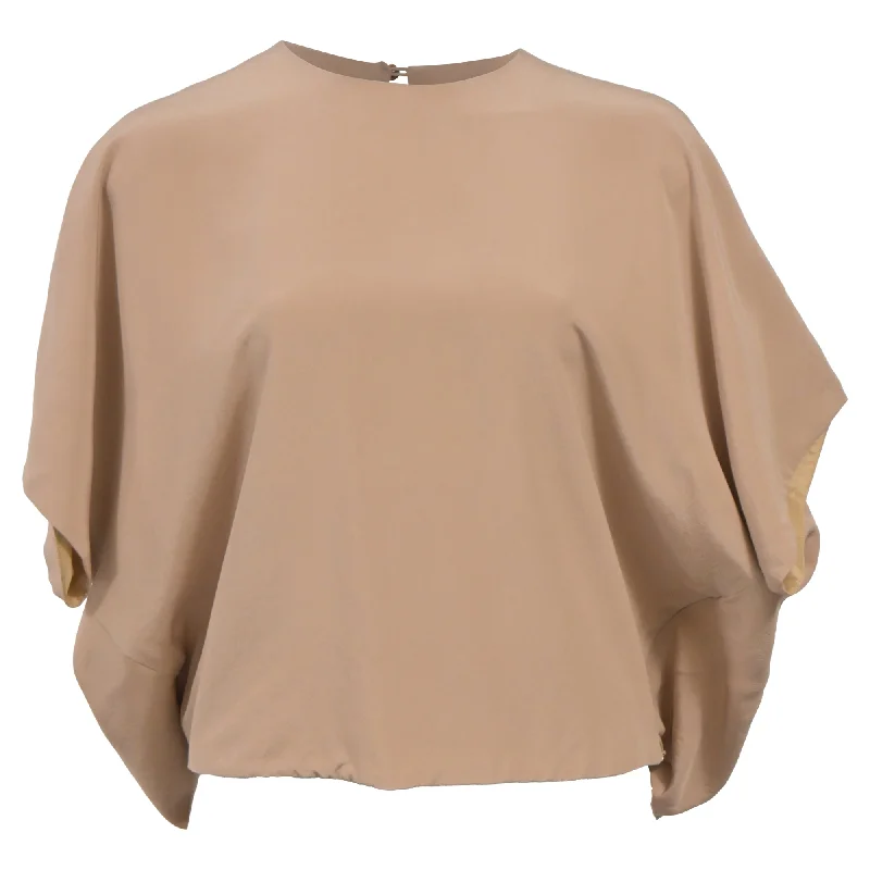 Neil Barrett Cropped Blouse in Nude Silk Exclusive Sale