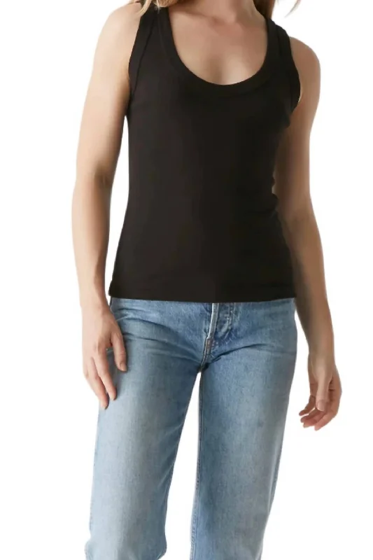 Nelly 1X1 Cotton Scoop Tank Top In Black Chic Style, Always In Vogue