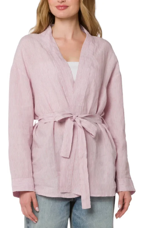 Nelly Stripe Kimono Top In Canyon Rose Stripe Classic Appeal