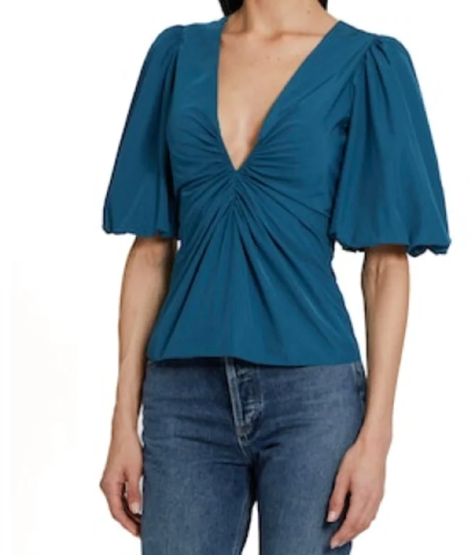 Neveah Top In Teal Exclusive Sale