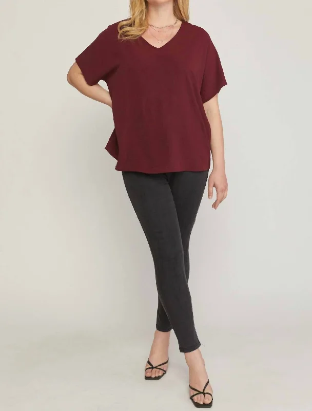 New Attitude Top In Burgundy Minimalist Chic