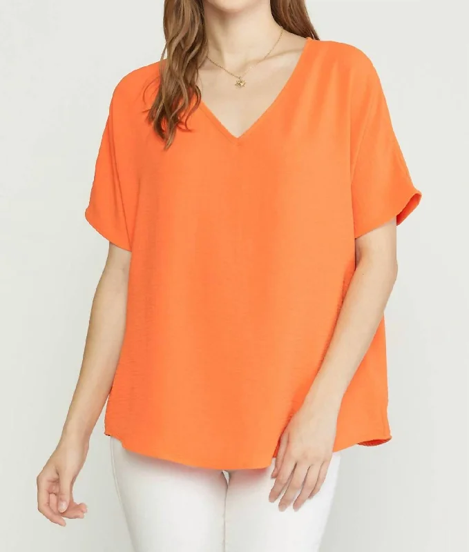 New Attitude Top In Orange Casual Elegance