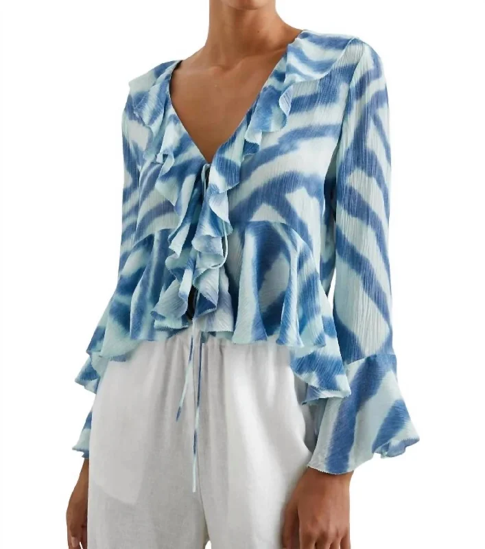 Nicoletta Top In Blue Watercolor Stripes Urban Sophistication