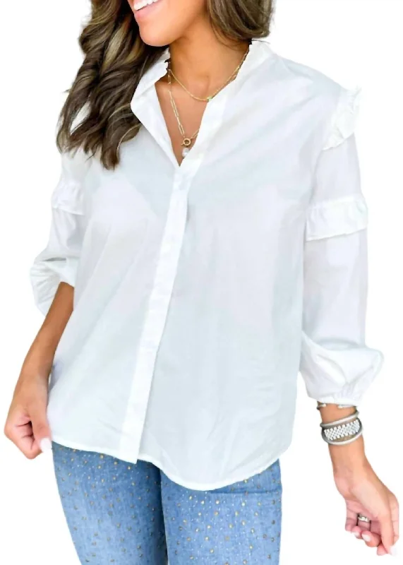 Nicolette Ruffle Top In White Final Sale