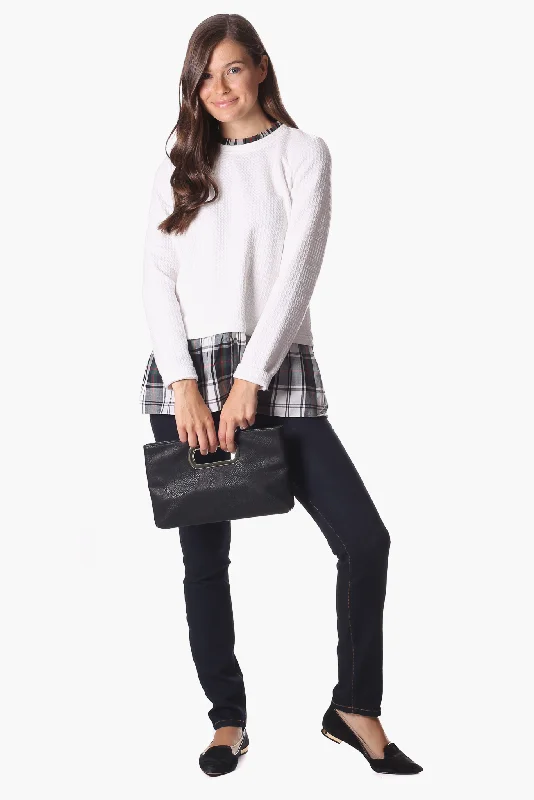 Nina Top in White Star with Plaid Holiday Glam