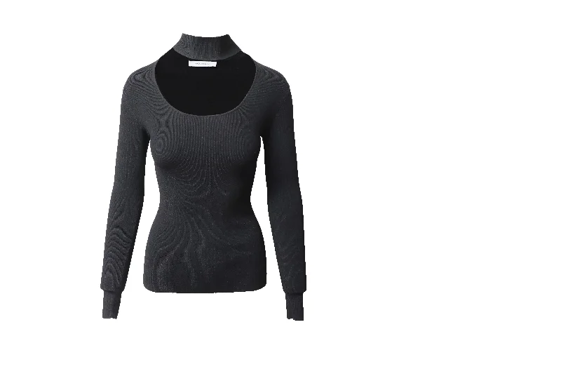 Ninety Percent Turtleneck Cutout Top in Black Viscose Effortless Grace