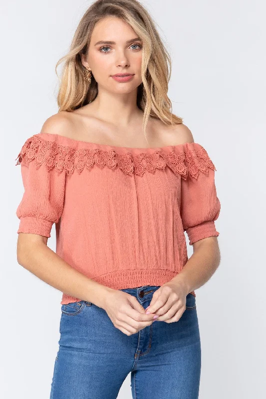 Off Shoulder Lace Detailed Top Trendsetter's Closet