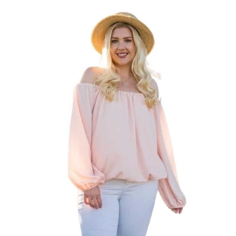 Off Shoulder Long Bubble Sleeve Solid Top Beat The Heat In Tropical Styles