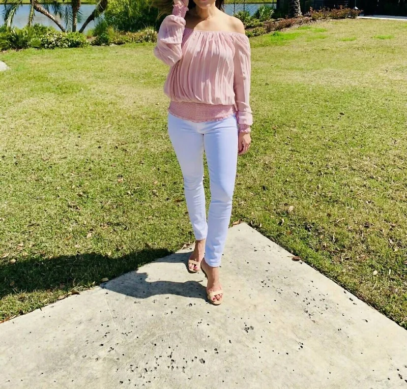 Off The Shoulder Blouse In Dusty Rose Comfort Centric Apparel