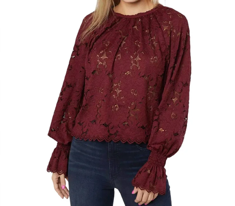 Olivia Lace Top In Wine Runway Inspired Wear