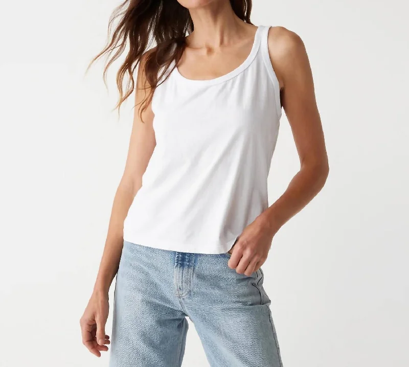 Olympia Scoop Neck Tank In White Feminine Soft - Hued Styles