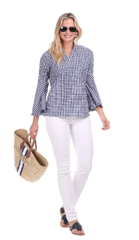 Onekama Top in Navy Gingham Special Occasion Wear