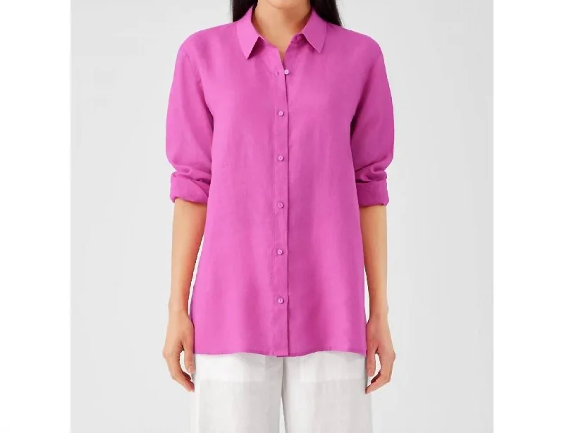 Organic Handkerchief Linen Classic Collar Shirt In Tulip Budget-Friendly Fashion