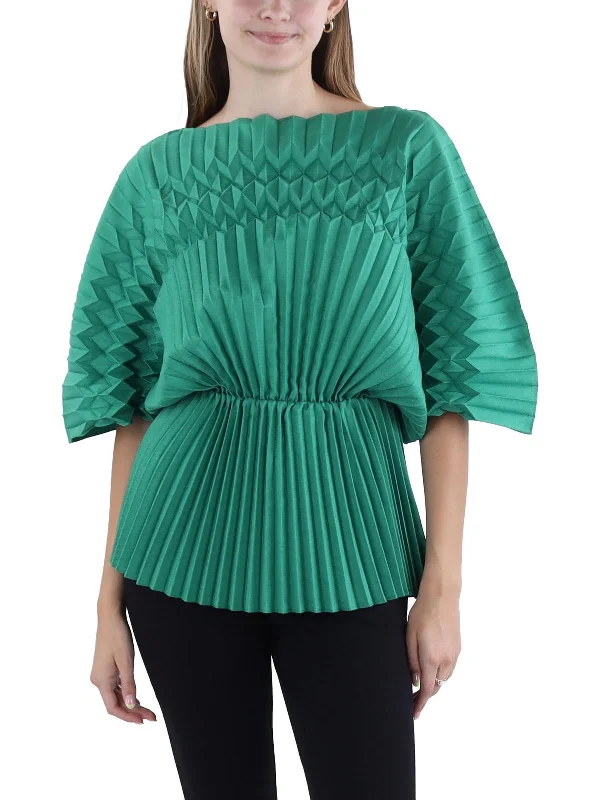 Origami Womens Boatneck Blouson Blouse Elegant Contour