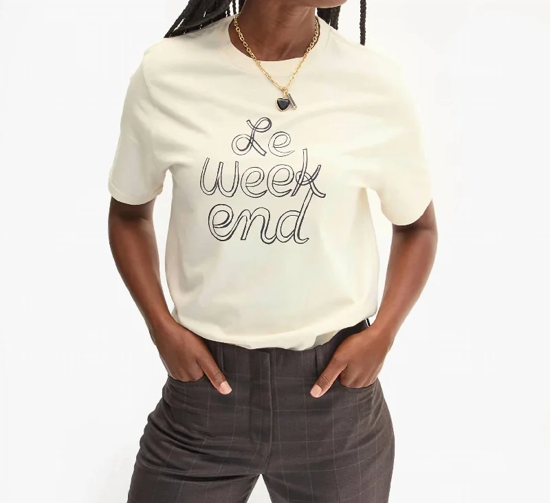 Original Tee In Cream W/ Navy Le Weekend Trendsetting Threads