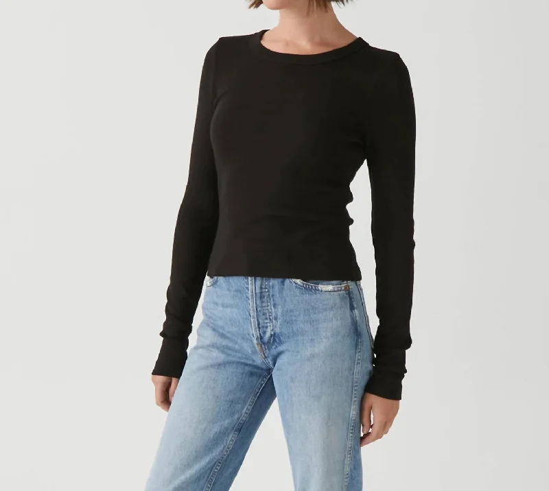 Orion Cropped Tee Top In Black Trend Forward Women's Wear