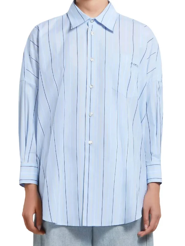 Oversize Long Sleeve Button Down Shirt In Aquamarine Style Upgrade