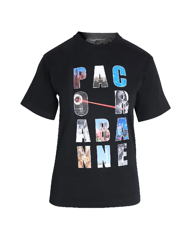 Paco Rabanne Logo Print T-shirt in Black Organic Cotton Trend Alert