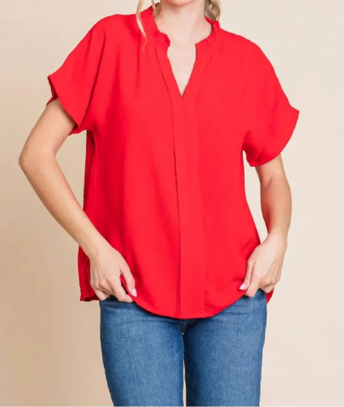 Paden Top In Tomato Red Sophisticated Cut