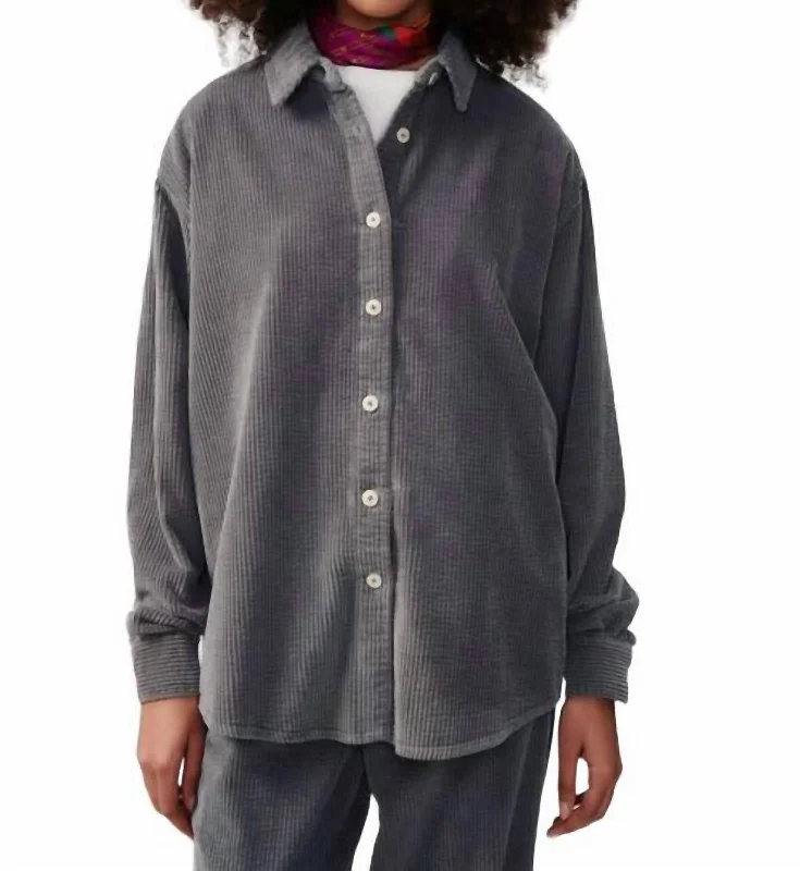 Padow Long Sleeve Button Down Shirt In Zinc Minimalist Office - Ready Style