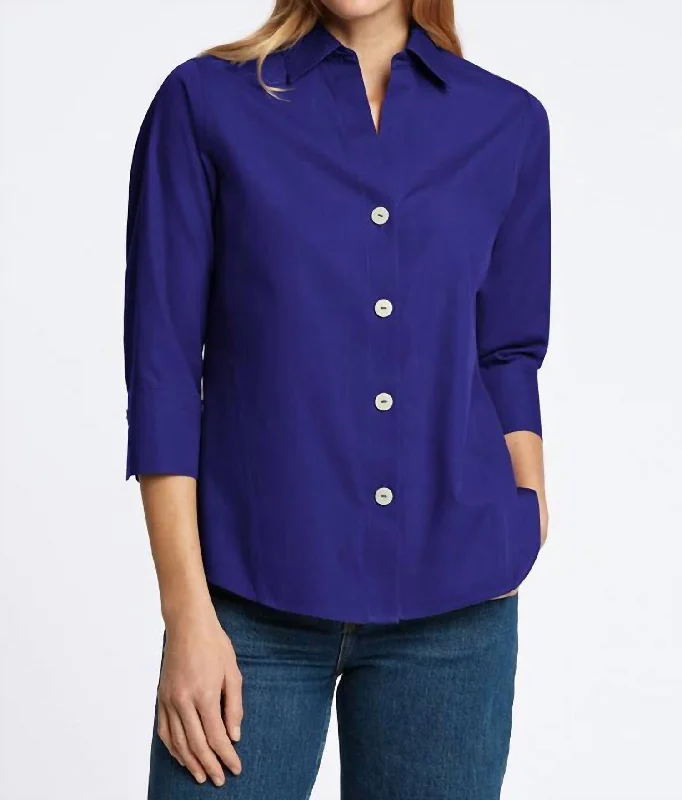 Paityn Essential Pinpoint No Iron Shirt In Royal Blue New Season Fashion Preview Sale