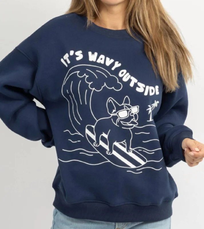 Party Wave Sweatshirt In Navy Graceful Movement