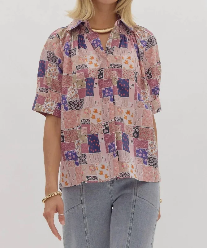 Patchwork Top In Rose Exclusive Deals Online